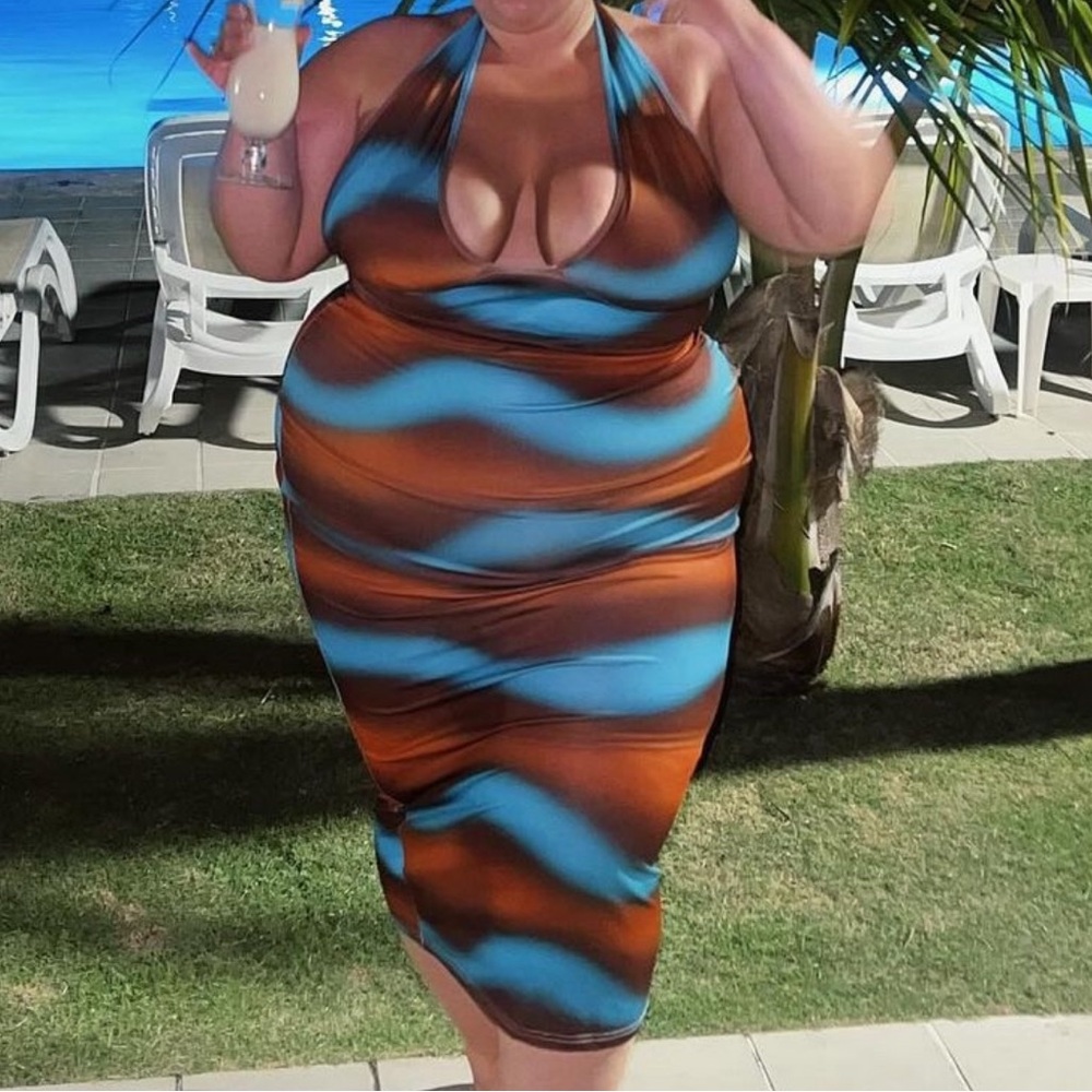 Women's Multicolor Halter Dress